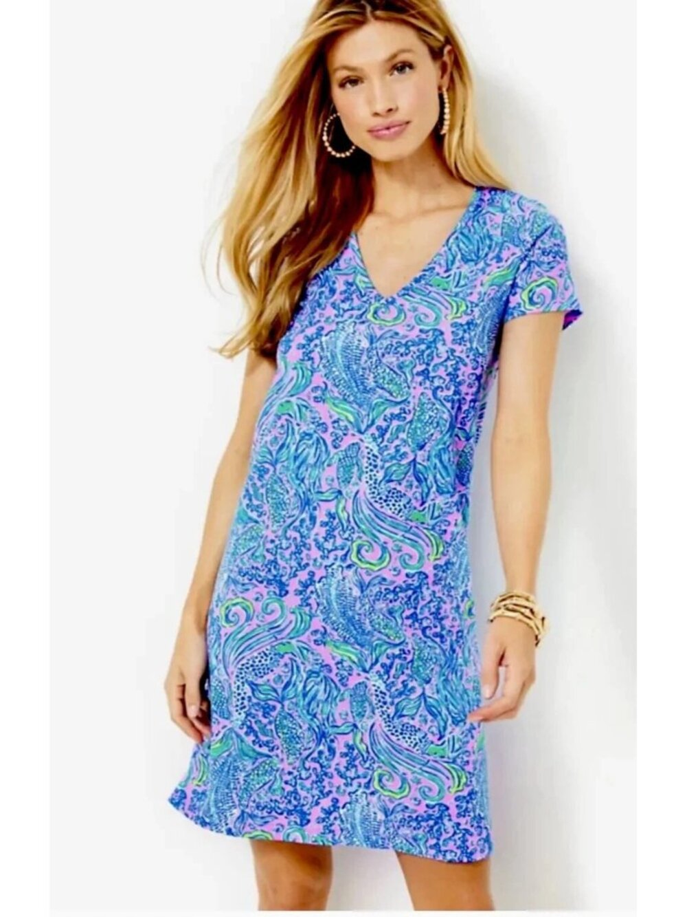 Lilly Pulitzer S Etta S/S Knit Dress We Mermaid It